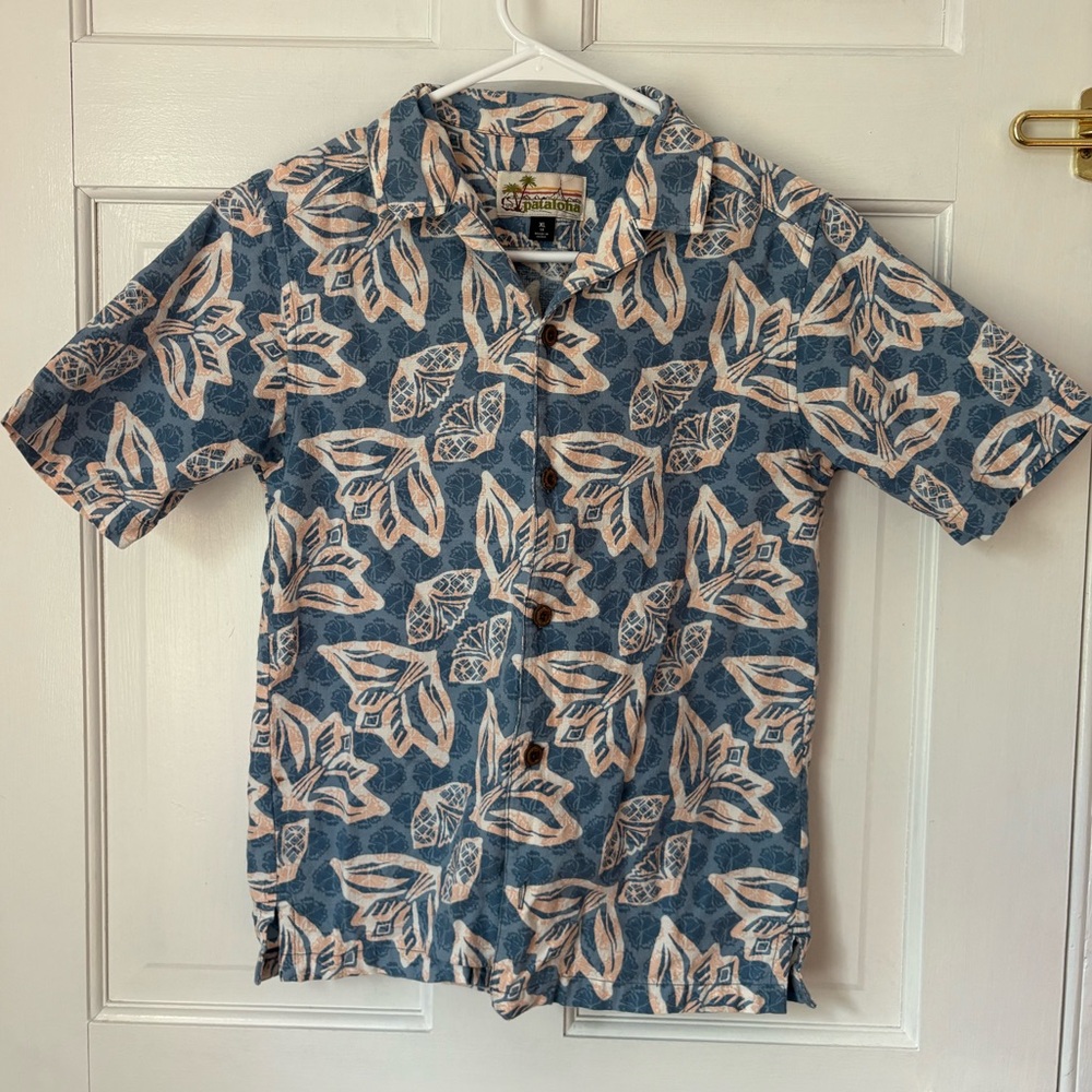 RARE Patagonia Pataloha Boy’s Short Sleeve Button Down Hawaiian Shirt, Size XL